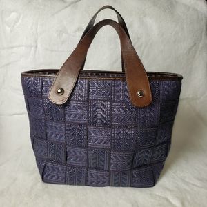 Alma Tonutti Navy Basket Weave Tote Handbag